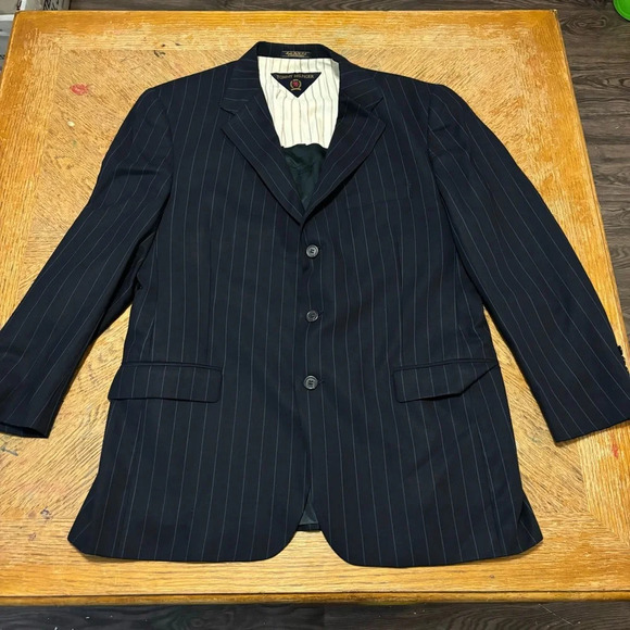 Tommy HIlfiger Pure Wool Striped Blazer Sports Coat Suit Jacket 41R Vintage - Picture 1 of 9